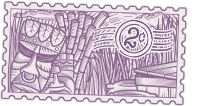 Ilustración timbres postales para Cosecha de Oro